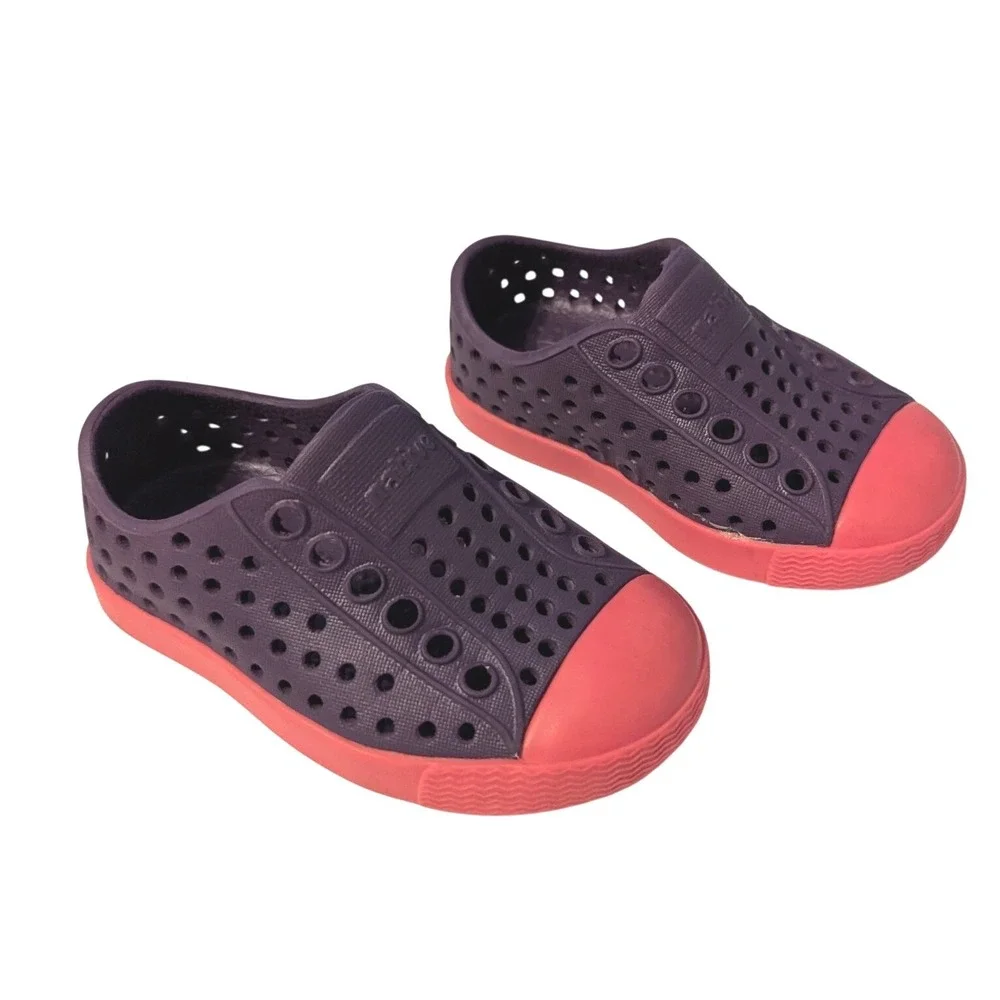 Native Jefferson Little Kids C4 Purple Pink Perforated EVA Slip-On Water Shoes